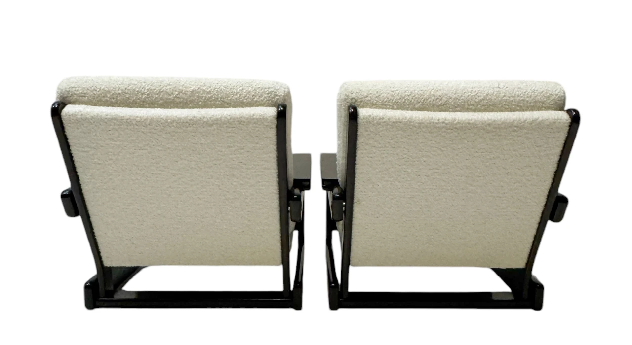 Mid-Century Modern Wenge Lounge Chairs with Bouclé Upholstery, 1970s